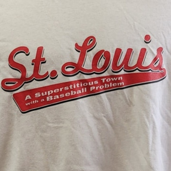 New Hand Printed Youth Medium St Louis Baseball Town 3/4 Sleeve Tee Shirt - Picture 2 of 6